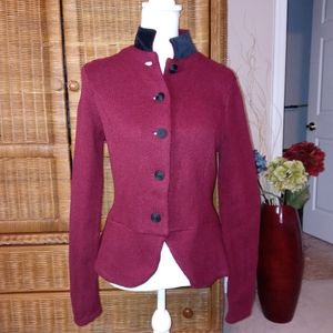 Ralph Lauren Burgundy Knit Military Style Jacket SMALL